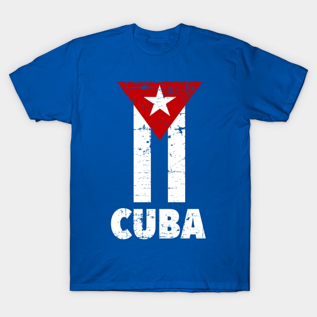 Cuban flag - Bandera de cuba - vintage grunge design T-Shirt by verde